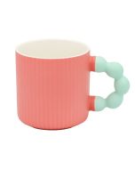 Koralowy kubek porcelanowy drobno ryflowany 