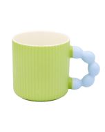 Zielony kubek porcelanowy drobno ryflowany 