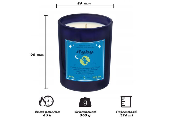 Świeca sojowa zodiakalna – RYBY – na prezent