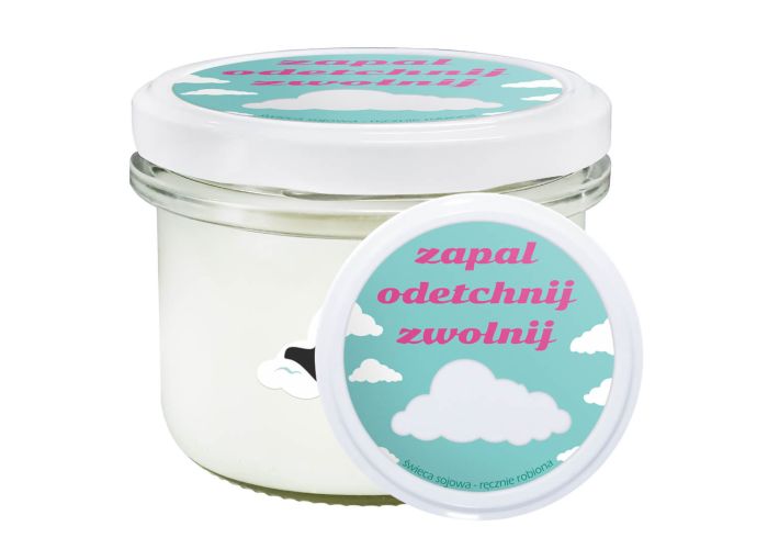 Świeca sojowa ZAPAL ODETCHNIJ ZWOLNIJ świeczka na chwilę relaksu