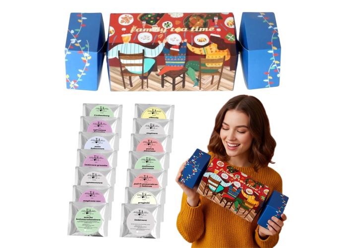 Świąteczny cracker z herbatą FAMILY TEA TIME – zestaw na prezent