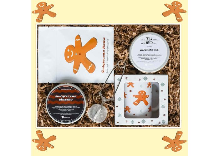 Box z kawą i herbatą – GINGERBREAD BOX – świąteczny zestaw prezentowy