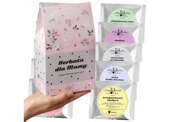 Herbata dla mamy w kwiecistej torebce – zestaw herbat na upominek