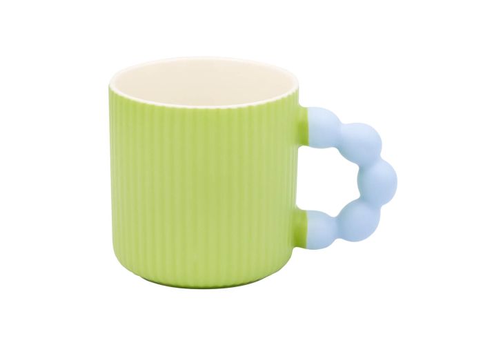 Zielony kubek porcelanowy drobno ryflowany 