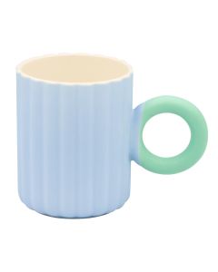 Niebieski kubek porcelanowy szeroko ryflowany 